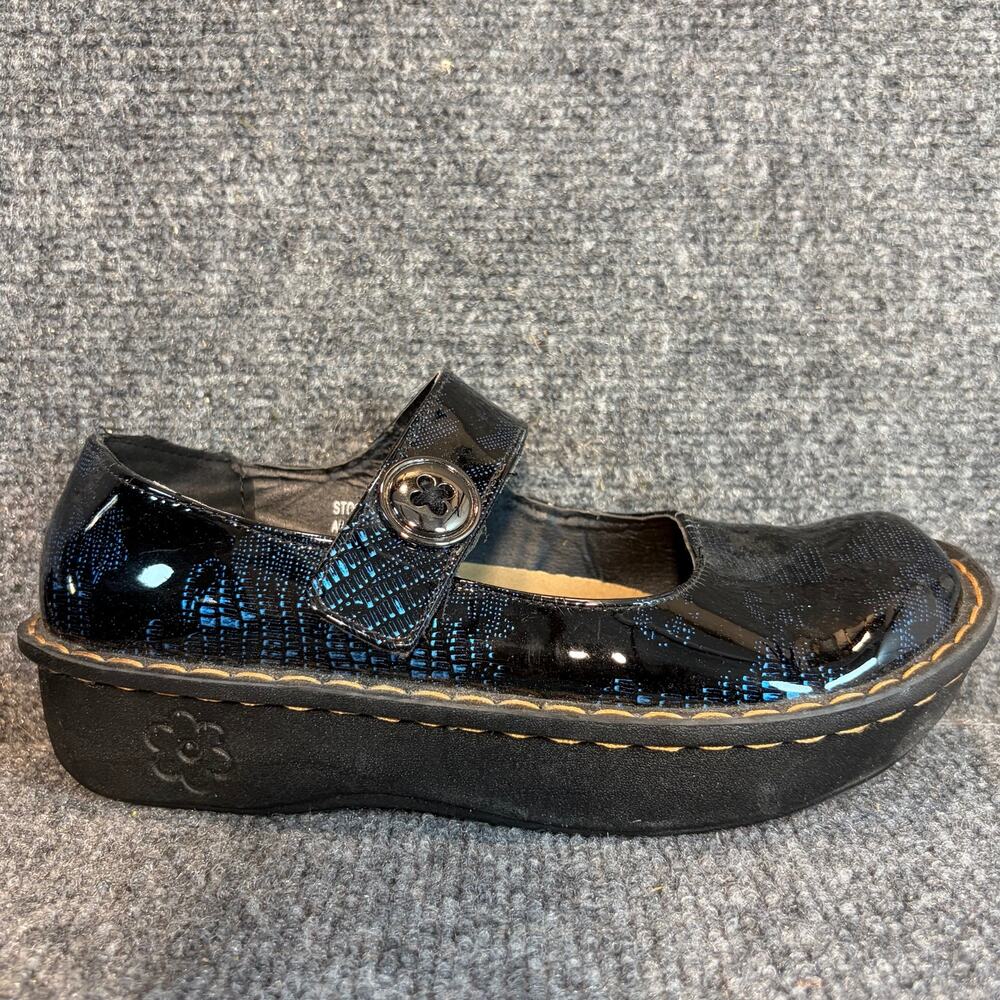 Alegria Paloma Savoy Black Blue Patent Leather Mary Jane Comfort Shoes Womens 7